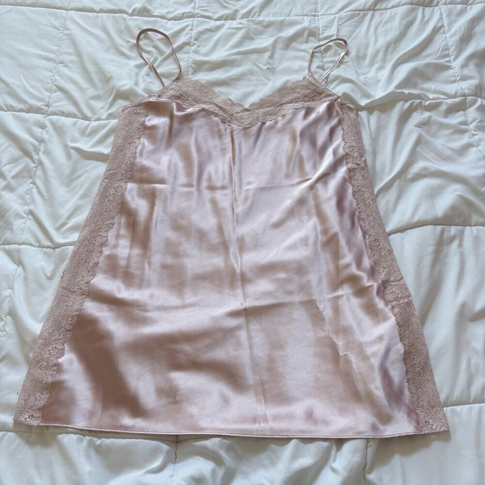 Vintage 90s Valerie Stevens Womens Size Large Pink Slip Dress Chemise Coquette